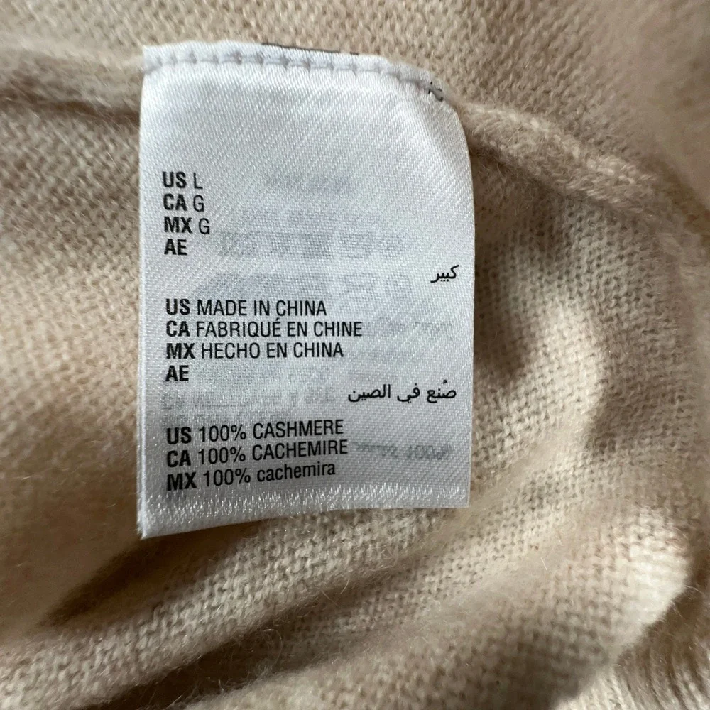 Club Room Cashmere Sweater Mens Large Oatmeal Heather Crew Neck Luxury Soft NEW